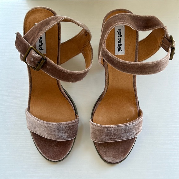 Blush Velvet Strappy Heels - Picture 5 of 7